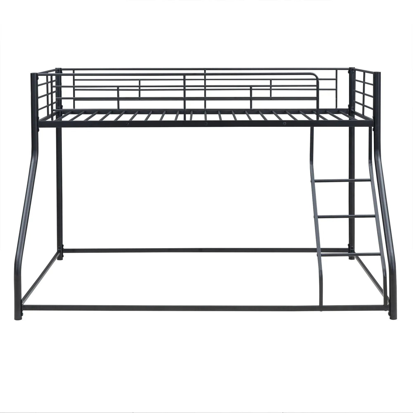 Metal Floor Bunk Bed With Sloped Ladder, Space Saving Design by HouseOfZazla