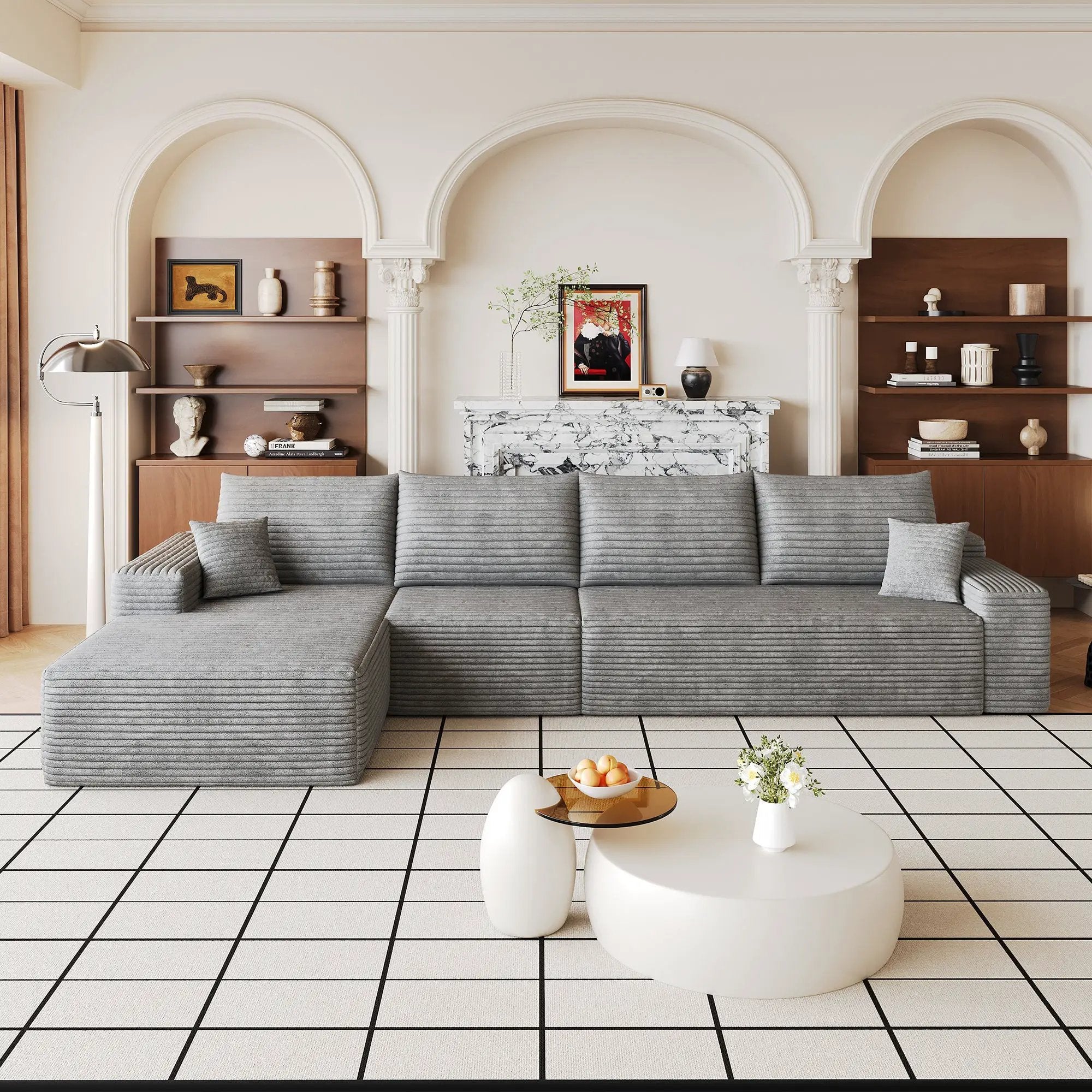 135" Cloud Sectional Couch with L-Shape Chaise by HouseOfZazla