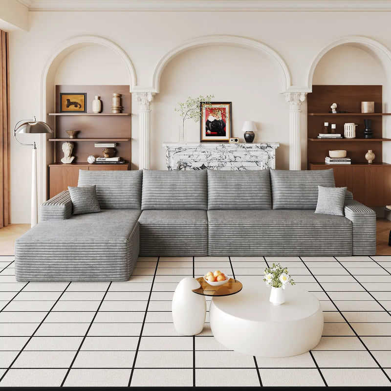 135" Cloud Sectional Couch with L-Shape Chaise by HouseOfZazla