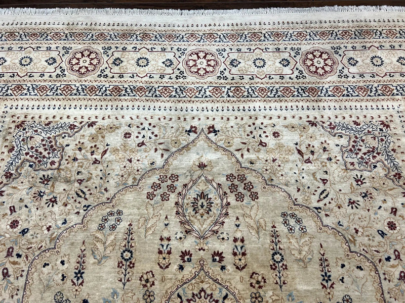 Pak Persian Rug 9x11, Very Fine Hand Knotted Oriental Carpet, Haji Jalili Design, Ivory/Cream, Wool Handmade Room Sized Rug 9 x 11 ft, Nice by Jewel Rugs