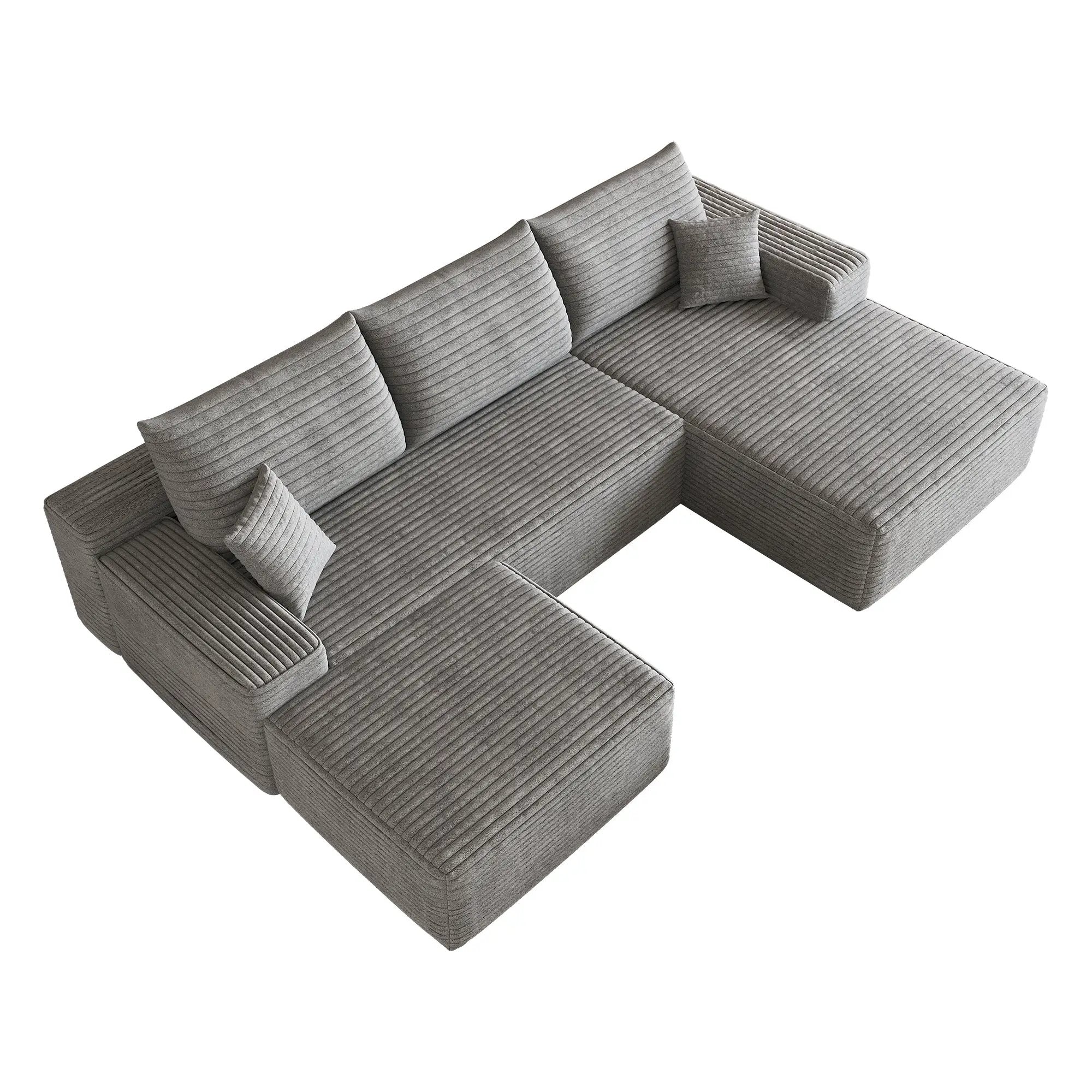 107" Cloud Sectional Sofa with 1 Ottoman by HouseOfZazla