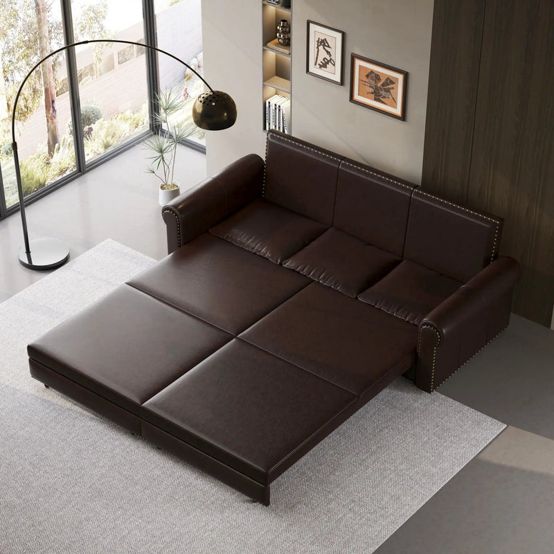 3 In 1 Convertible Sleeper Sofa With Nailhead Trim & Rolled Arm by HouseOfZazla