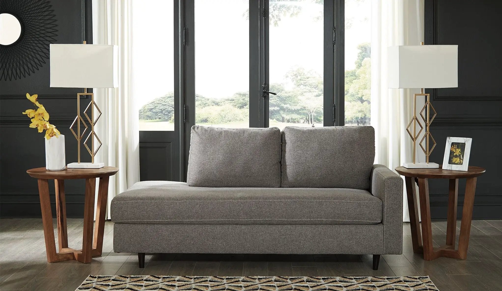 Lyman - RAF Corner Chaise - Graphite by Unique Piece Furniture