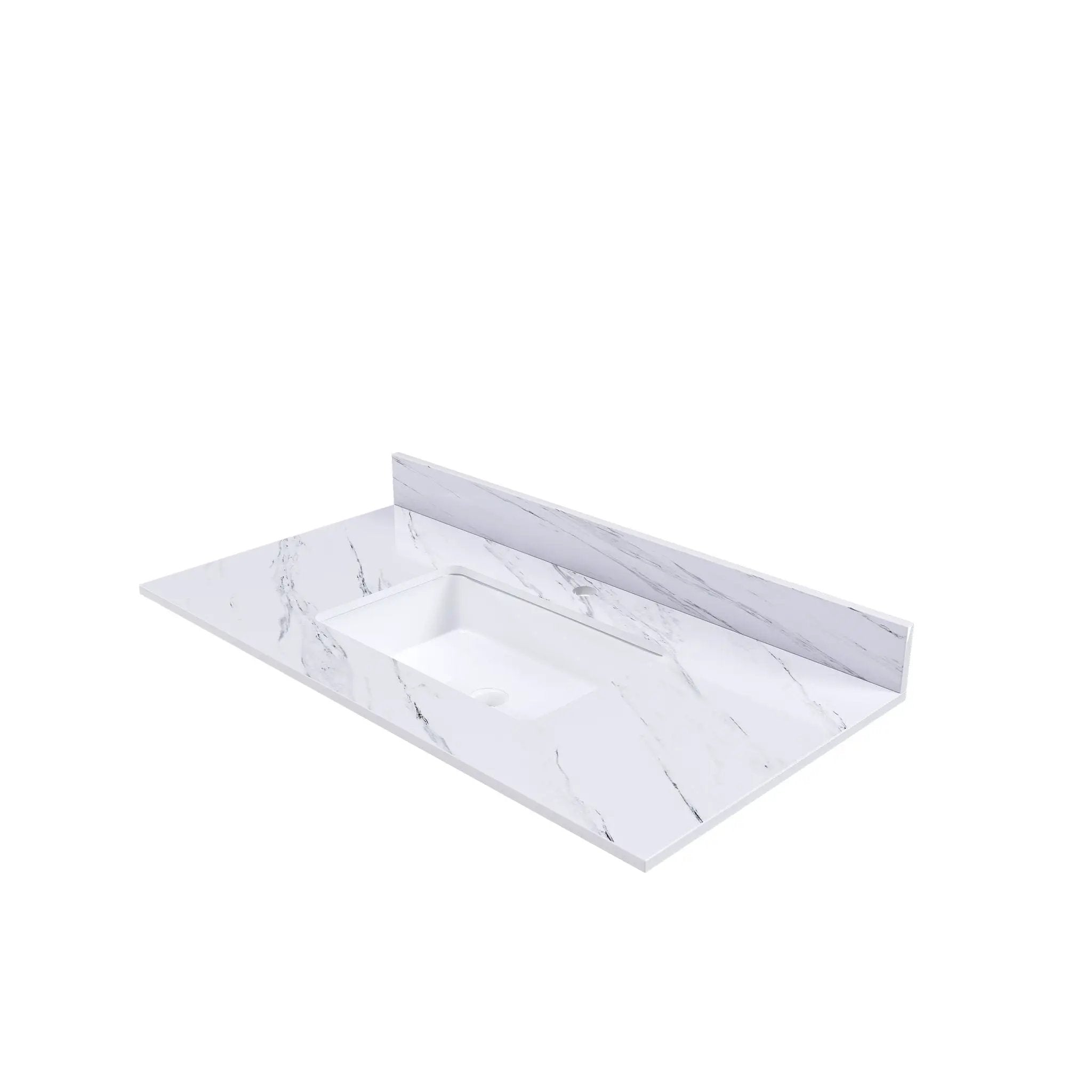 Bianco Carrara Venato Marble Vanity Top With Pre Drilled Faucet Hole And Undermount Sink by HouseOfZazla