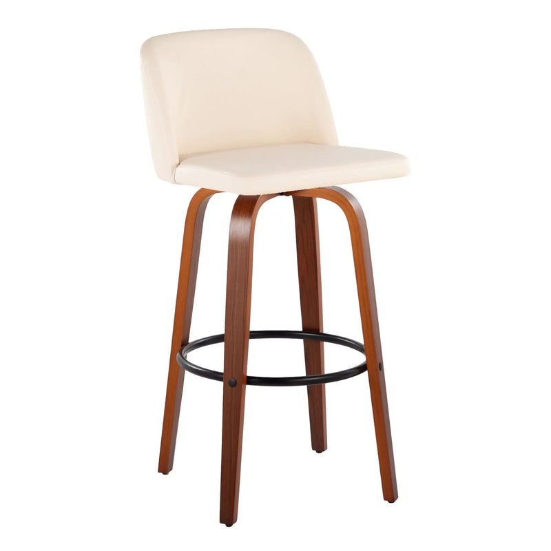 Toriano - Mid Century Modern Fixed Height Barstool Swivel And Round Footrest (Set of 2) by HouseOfZazla
