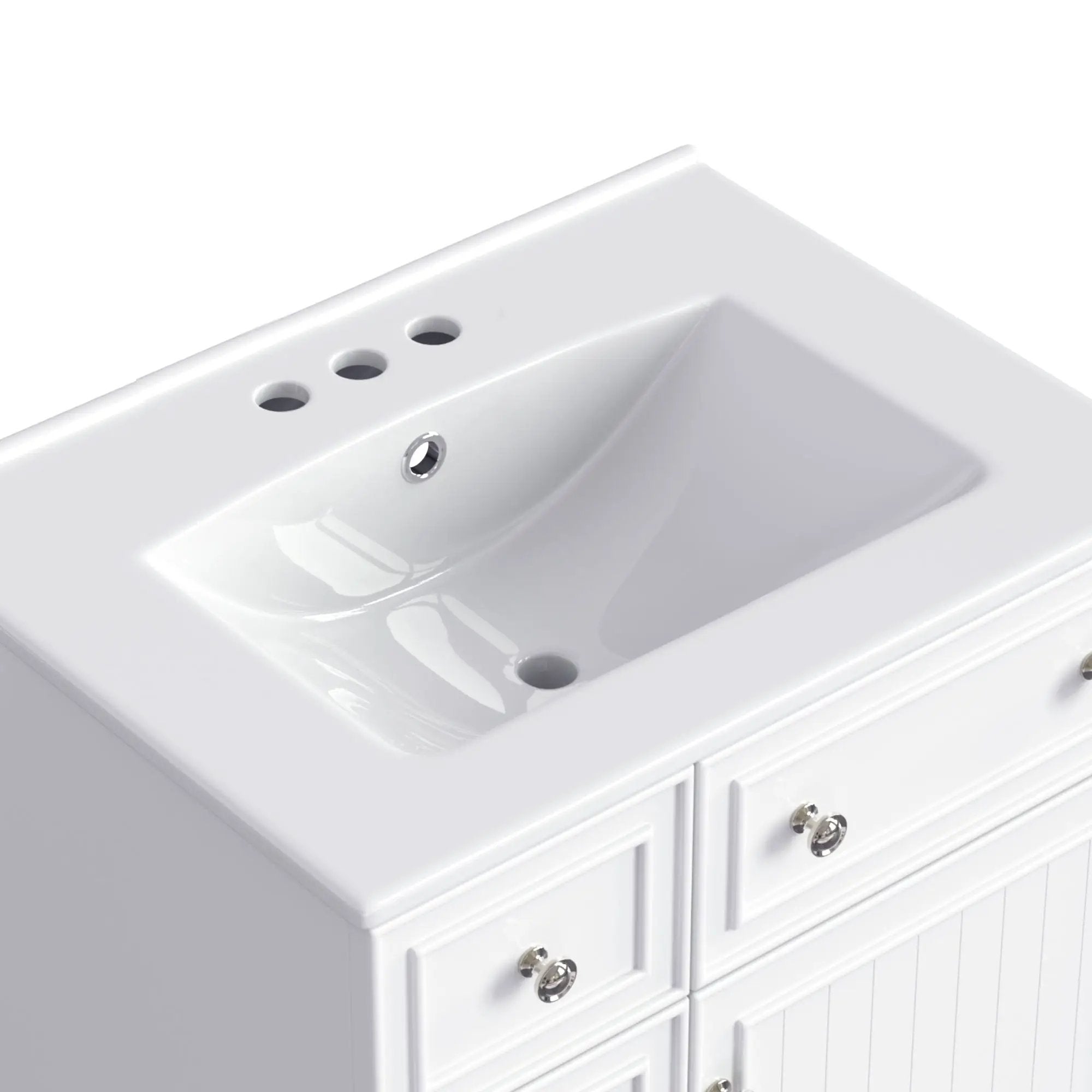 Transitional Style Bathroom Vanity Cabinet With Ceramic Sink