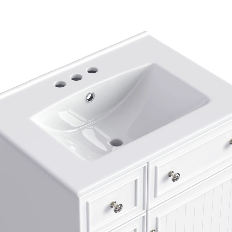 Transitional Style Bathroom Vanity Cabinet With Ceramic Sink