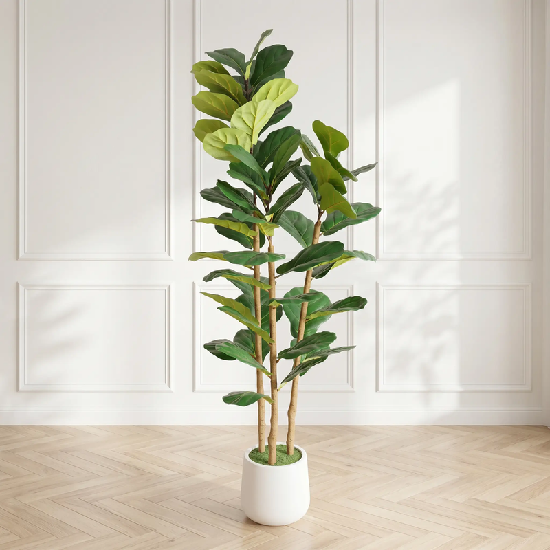 5.2FT Artificial Fiddle Leaf Fig Tree With Decorative Pot by HouseOfZazla