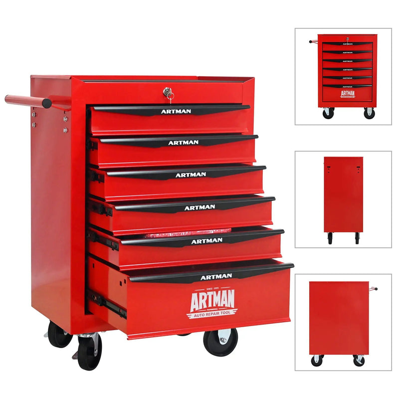 Rolling Metal Tool Chest With Drawers, Steel Storage Cabinet With Ball Bearing Slides by HouseOfZazla