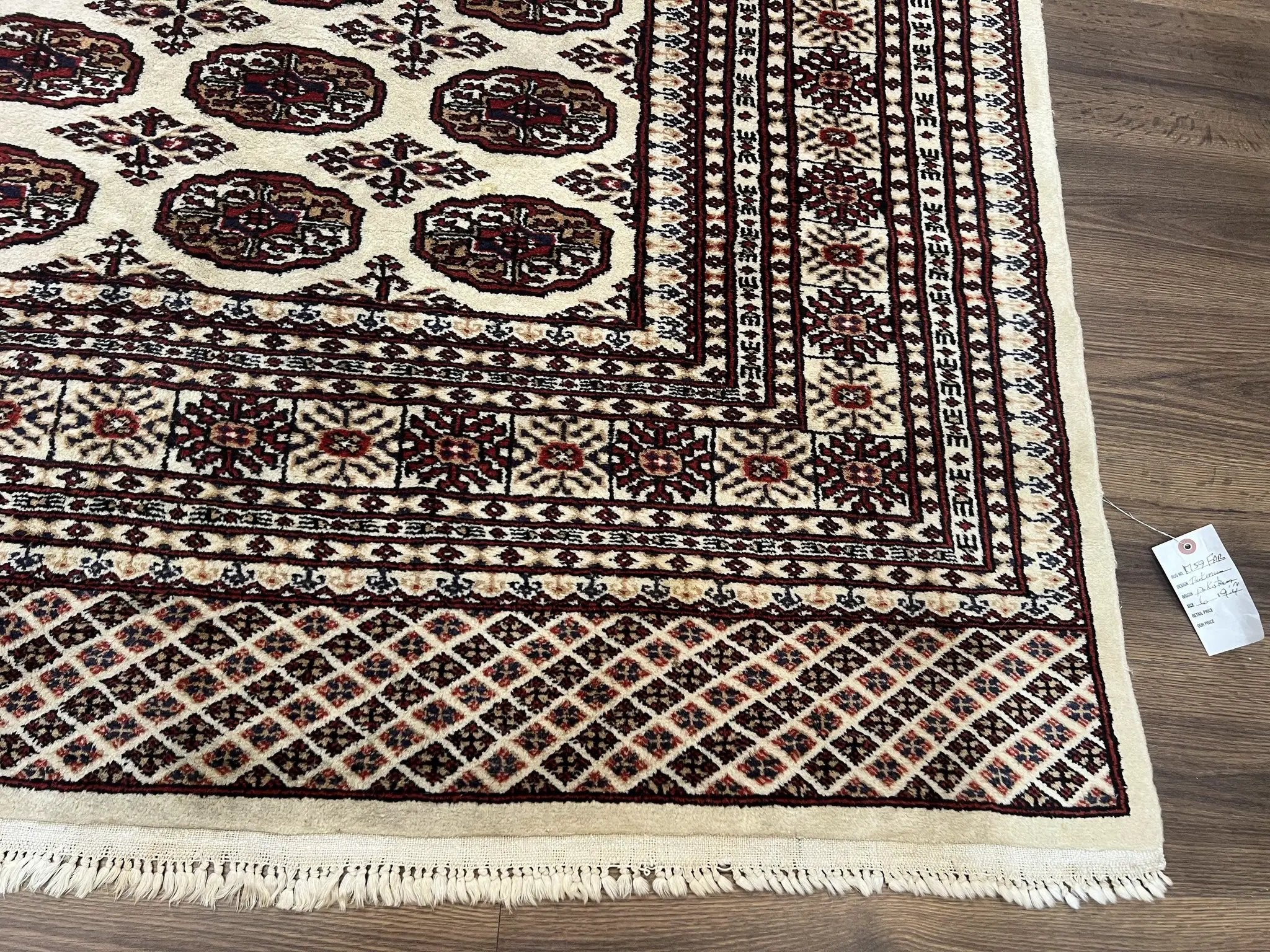 Pakistani Turkoman Rug 6x9, Cream and Red Hand Knotted Wool Oriental Carpet, Yamud Rug, Tribal Rug 6 x 9, Bohemian Area Rug, Bokhara Rug by Jewel Rugs