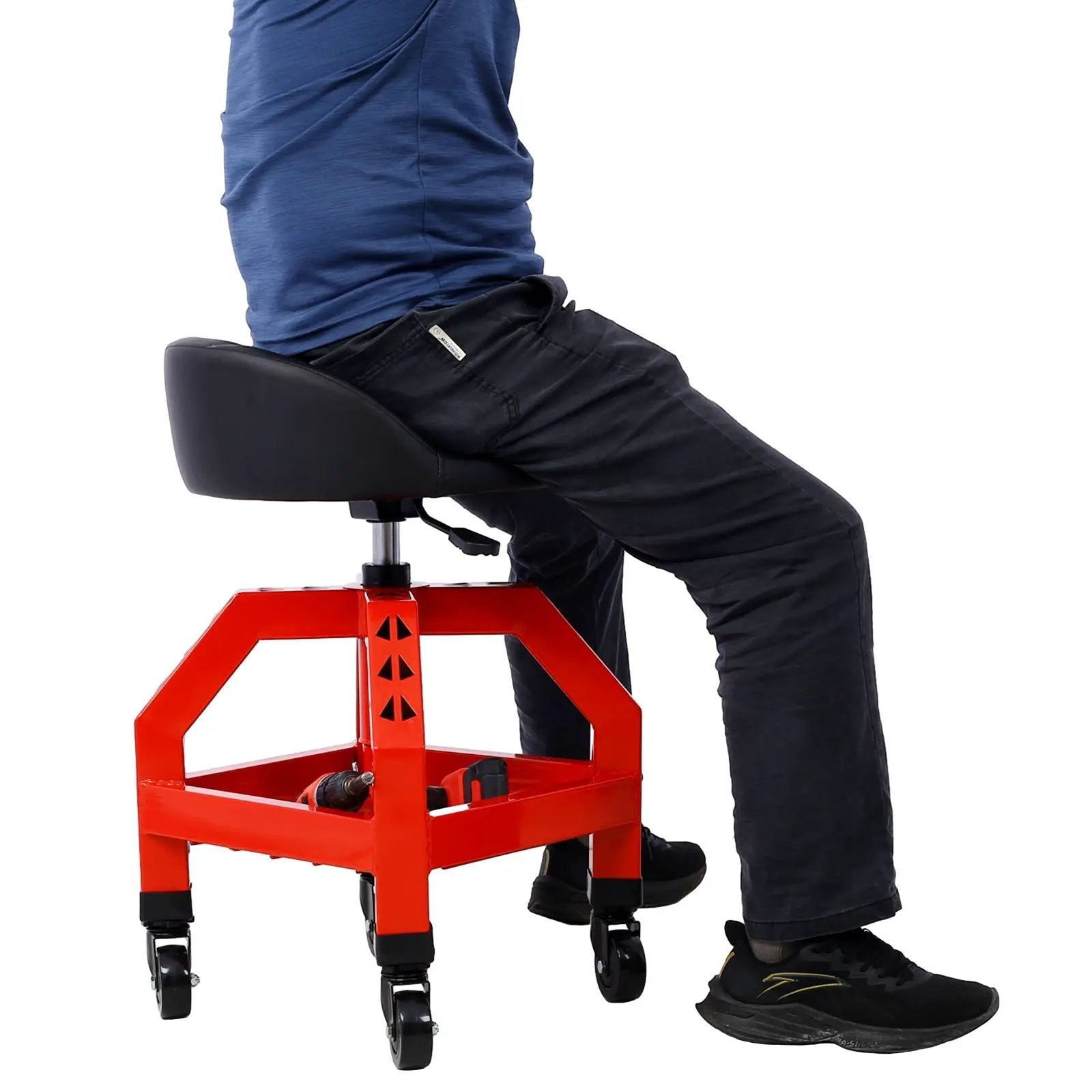 Pneumatic 360 Degree Swivel Stool, Mechanics Rolling Creeper Seat, Heavy Duty Rolling Mechanics Stool, Shop Stool With Casters by HouseOfZazla