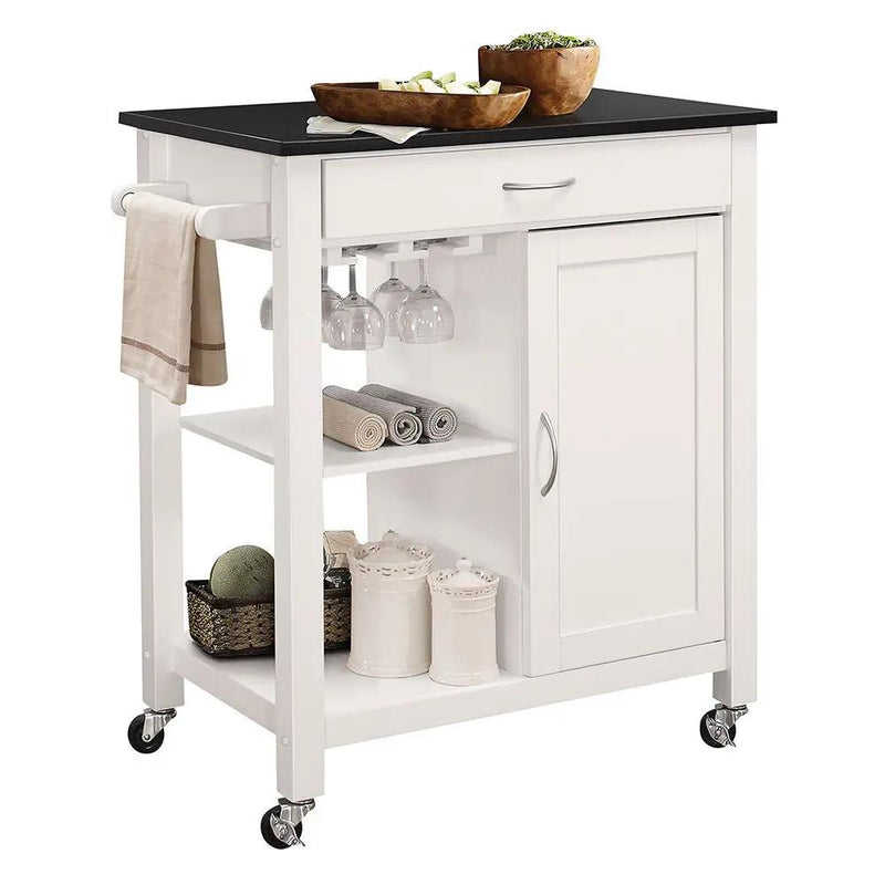 Ottawa - Kitchen Cart - Black Wooden Top & White by Unique Piece Furniture