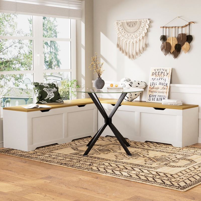 3-Piece L-Shaped Multi-Functional Storage Bench with Cushion by HouseOfZazla