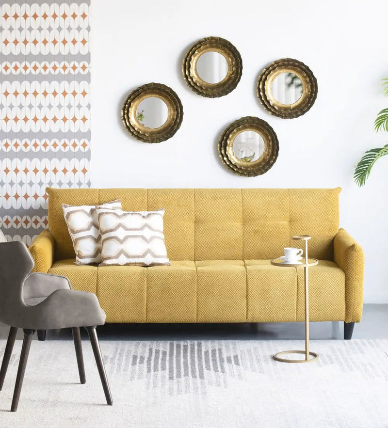 Round Wall Mirror With Metal Frame, Mid Century Modern Accent Mirror For Living Room - Gold by HouseOfZazla