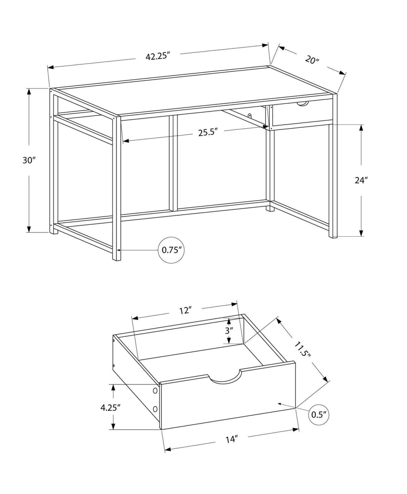 Computer Desk For Home Office, Laptop, 1 Storage Drawer, Contemporary & Modern by Unique Piece Furniture