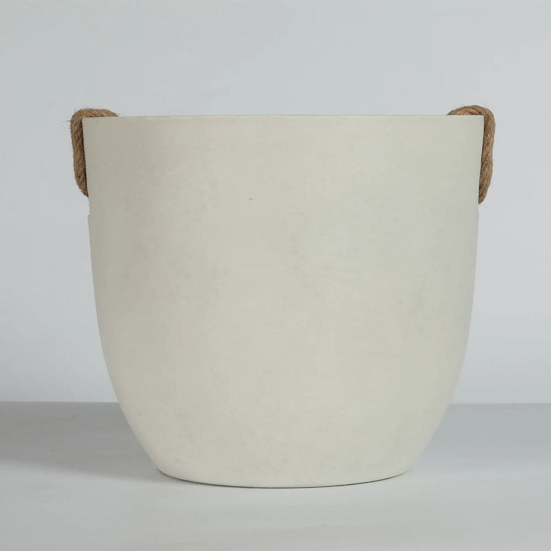 Round Concrete Planter Set of 2, Large Handmade Off White Pots by HouseOfZazla