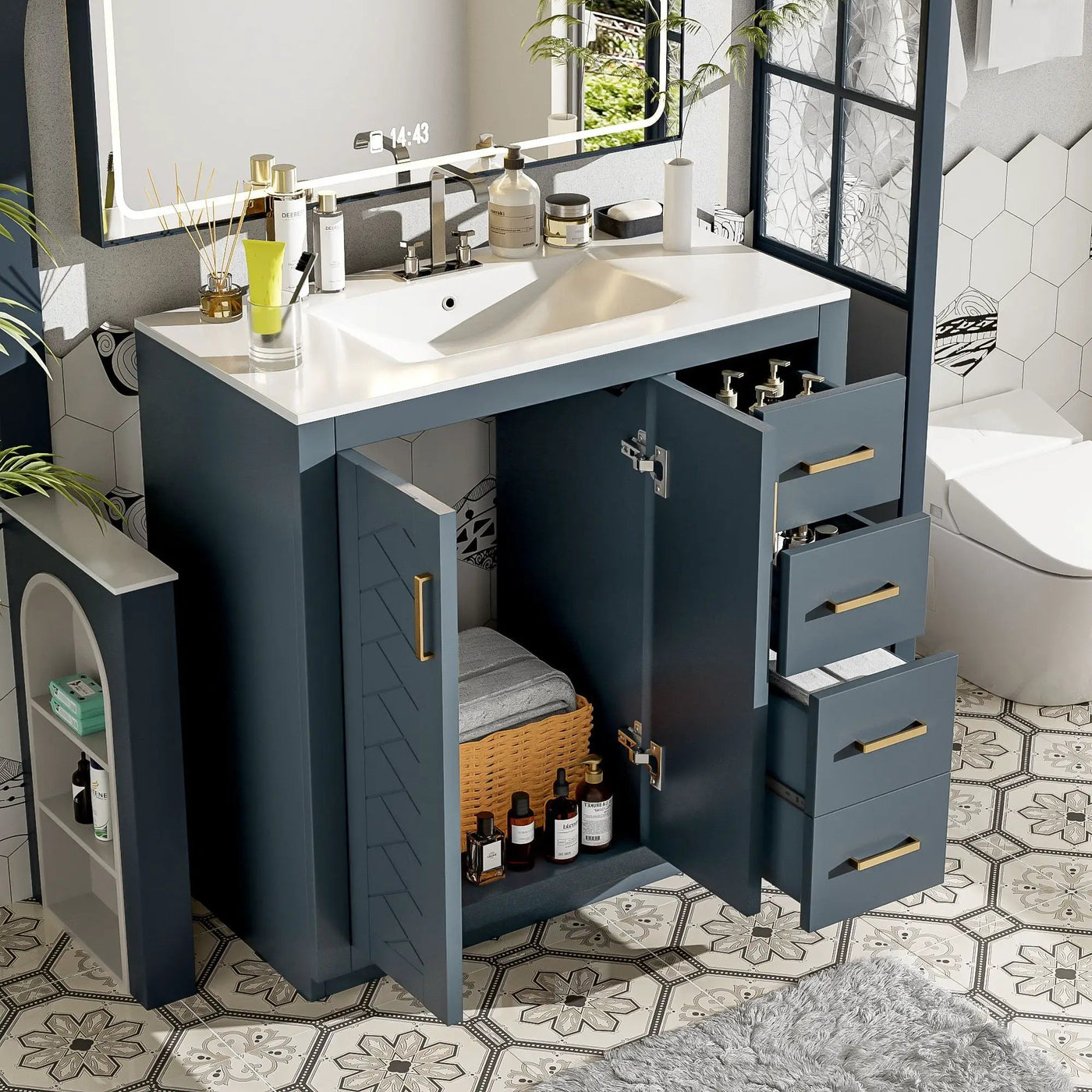 Bathroom Vanity With Sink Combo, Storage Cabinet, Freestanding Set With 3 Drawers & Soft Closing Doors by Unique Piece Furniture