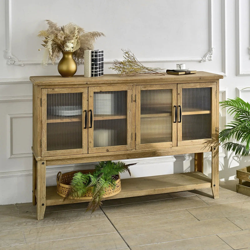 Rectangle Accent Sideboard Cabinet With Storage Shelf, Cabinet For Kitchen - Natural Wood by Unique Piece Furniture