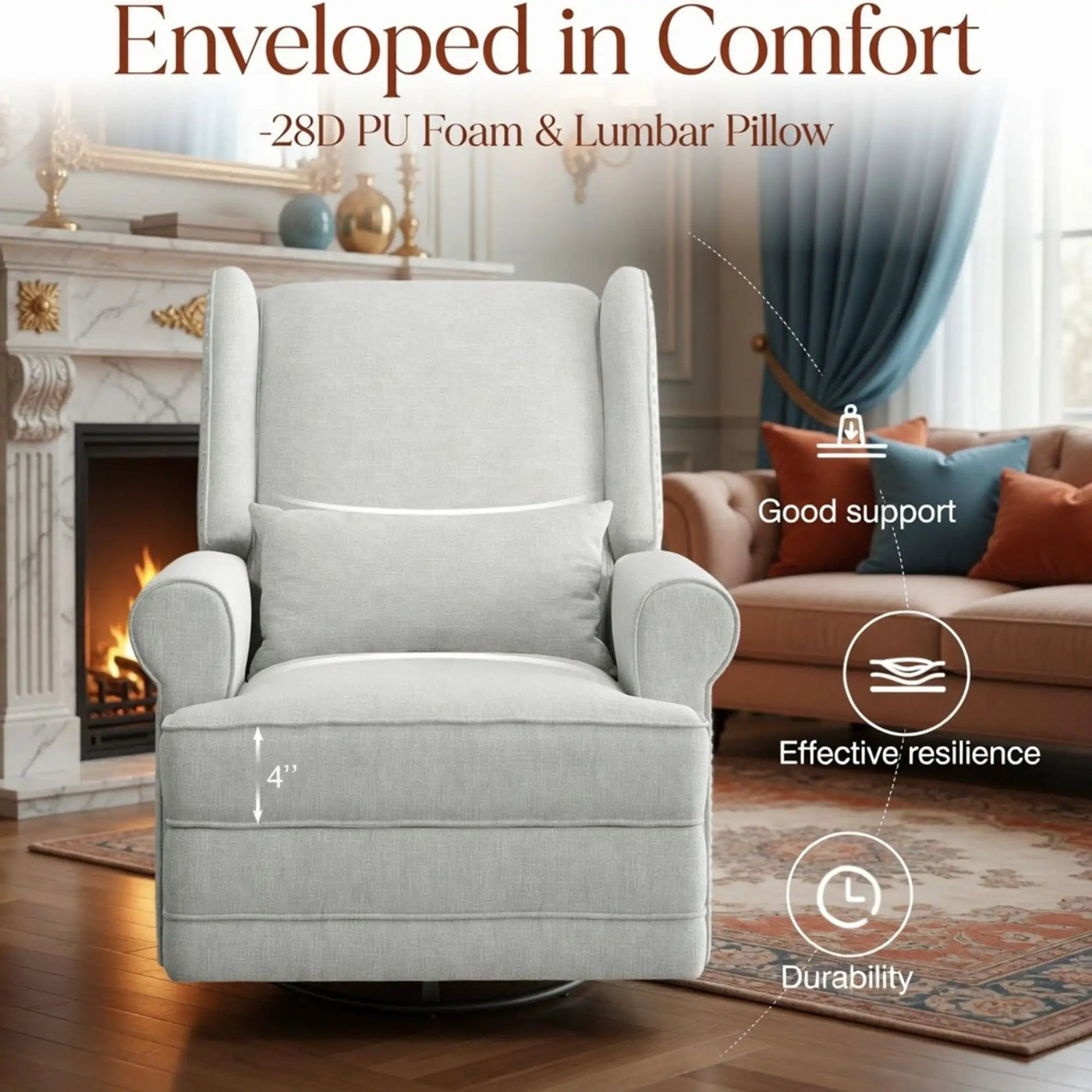 Extra Wide Swivel Recliner Glider Chair With Footrest by HouseOfZazla
