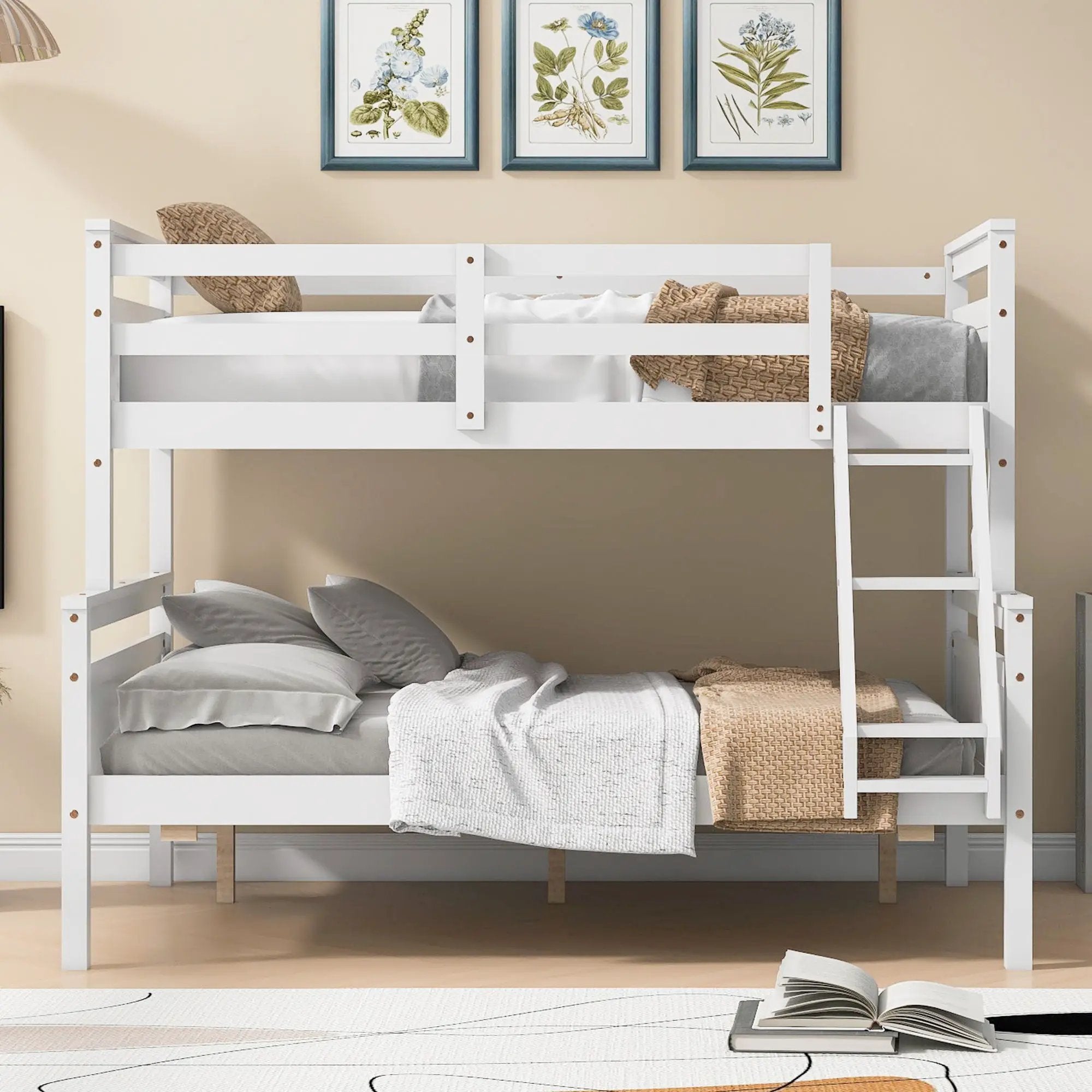 Bunk Bed With Ladder And Safety Guardrail by Unique Piece Furniture