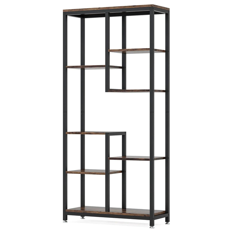 6 Tier, 8 Shelf Etagere Bookcase Storage Display Rack For Living Room - Rustic Brown by HouseOfZazla
