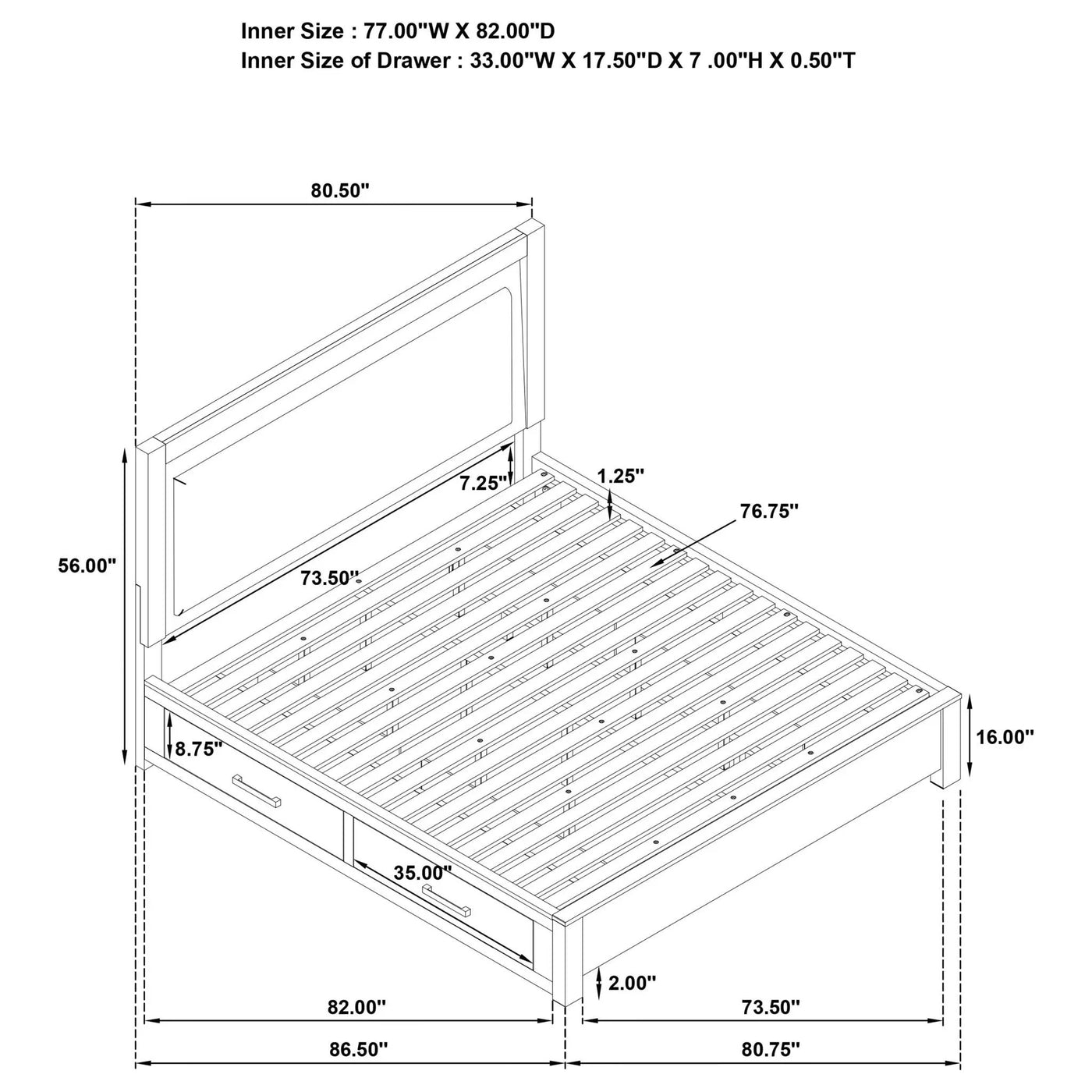 Gibbons - LED Storage Bed With Upholstered Headboard by HouseOfZazla