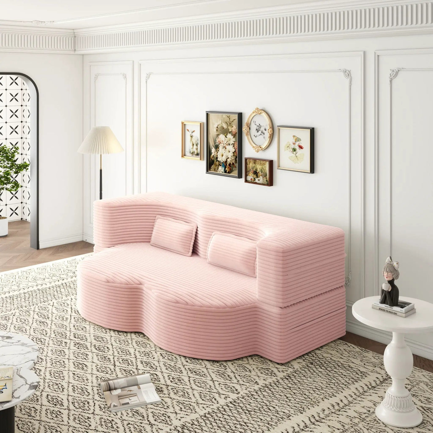 Convertible Foam-Filled Sleeper Sofa Bed with 2 Pillows by HouseOfZazla