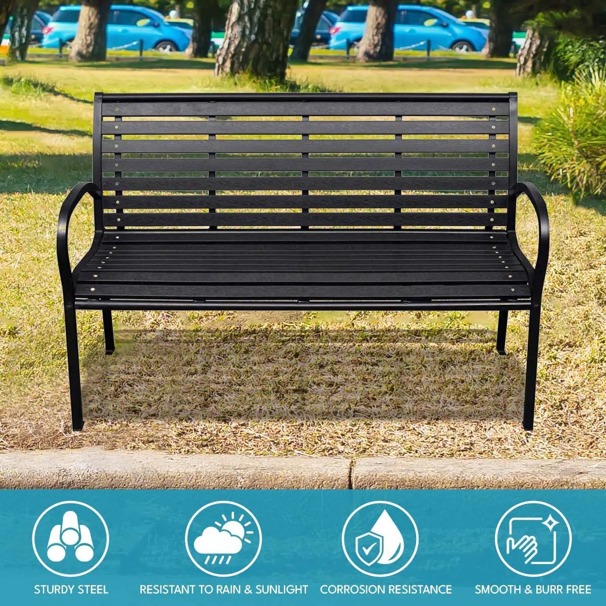 Patio Bench Steel - Black by Unique Piece Furniture