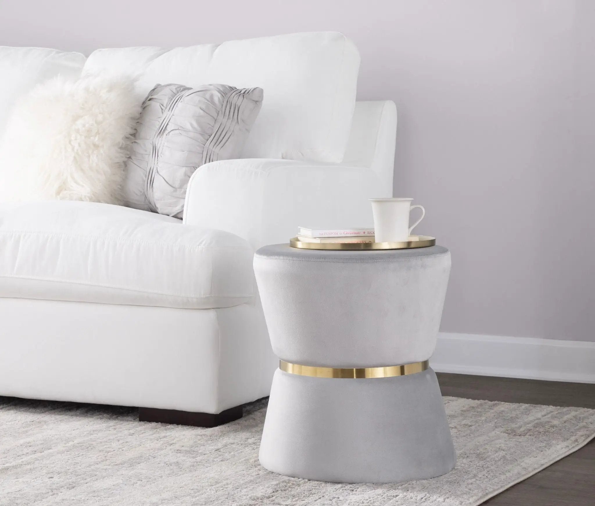 Gemma - Contemporary / Glam Ottoman - Silver / Gold by HouseOfZazla