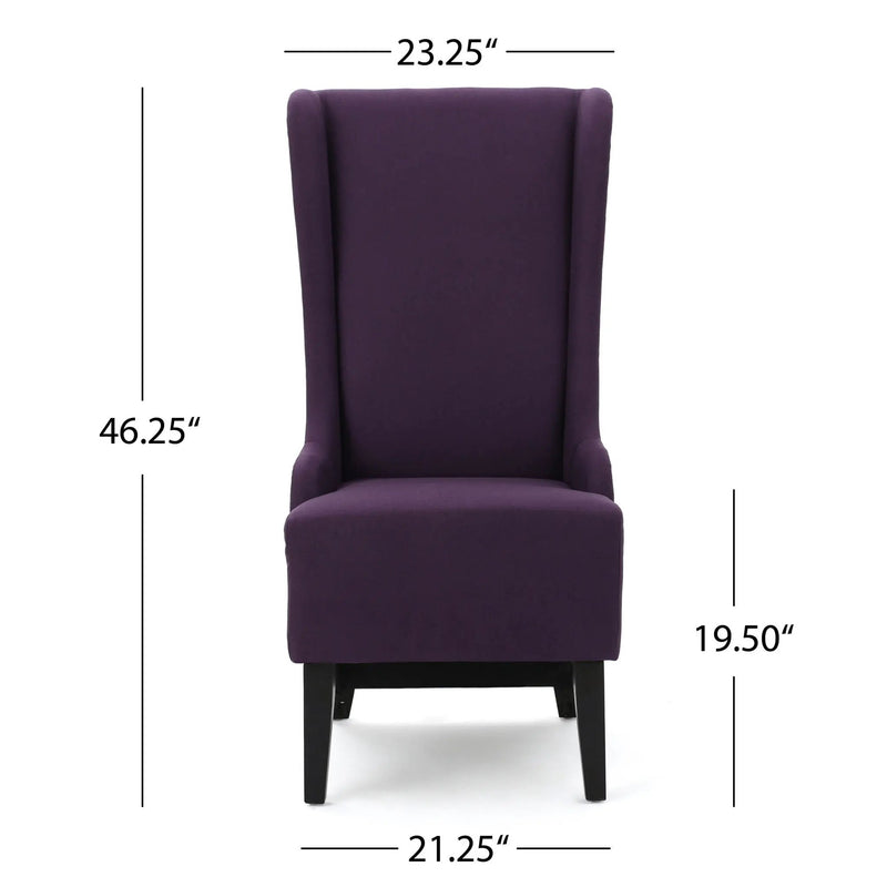 Fabric Dining Chair With High Back And Birch Wood Legs - Plum by HouseOfZazla