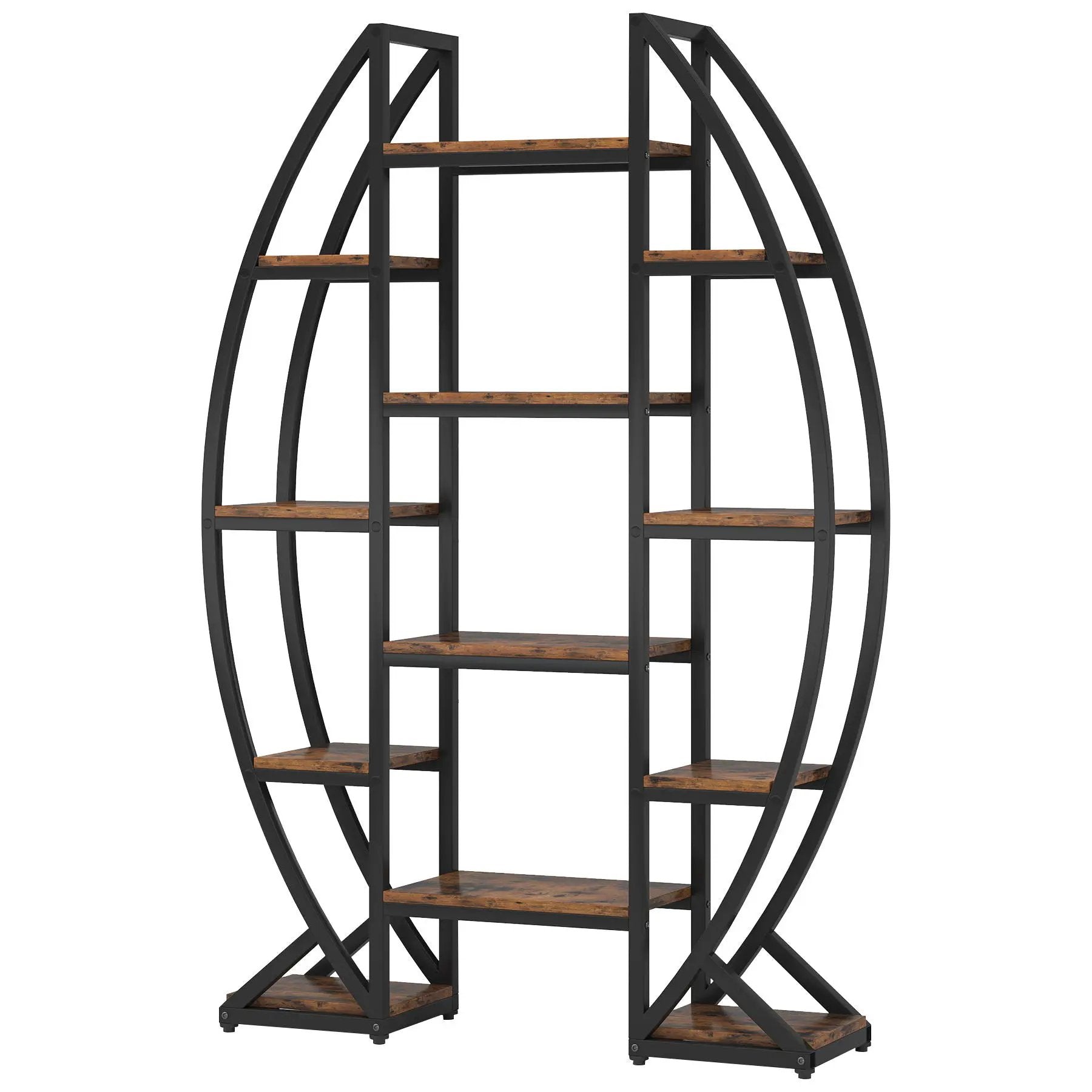 Triple Wide Oval Etagere Bookcase With Shelves For Living Room by HouseOfZazla