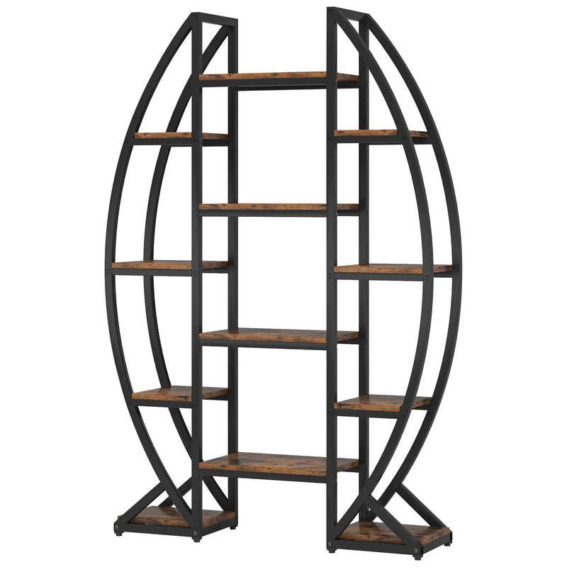 Triple Wide Oval Etagere Bookcase With Shelves For Living Room by HouseOfZazla