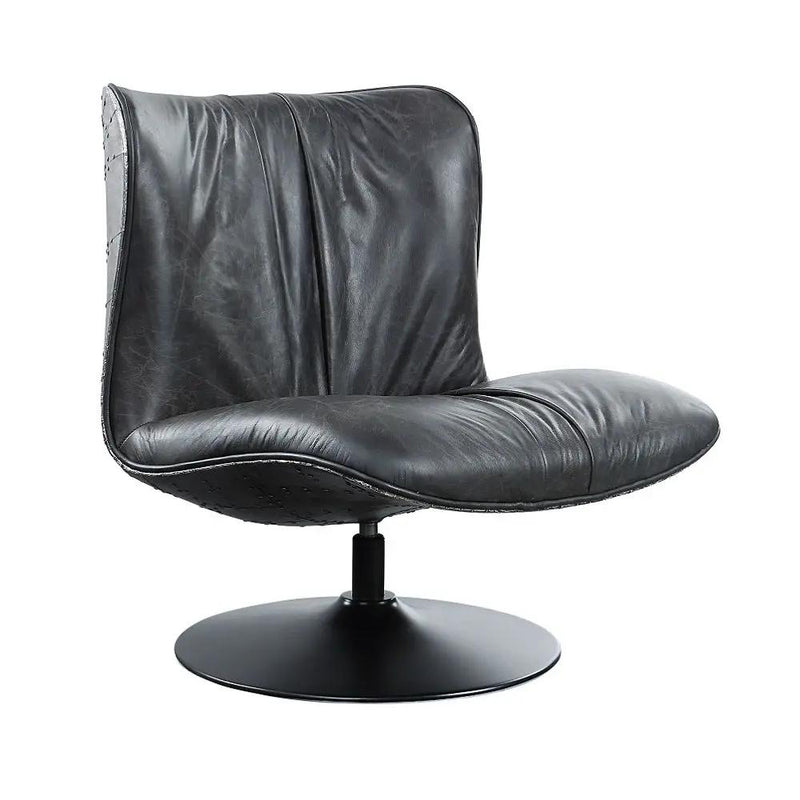 Piotr - Accent Chair With Swivel - Black Top Grain Leather by Unique Piece Furniture