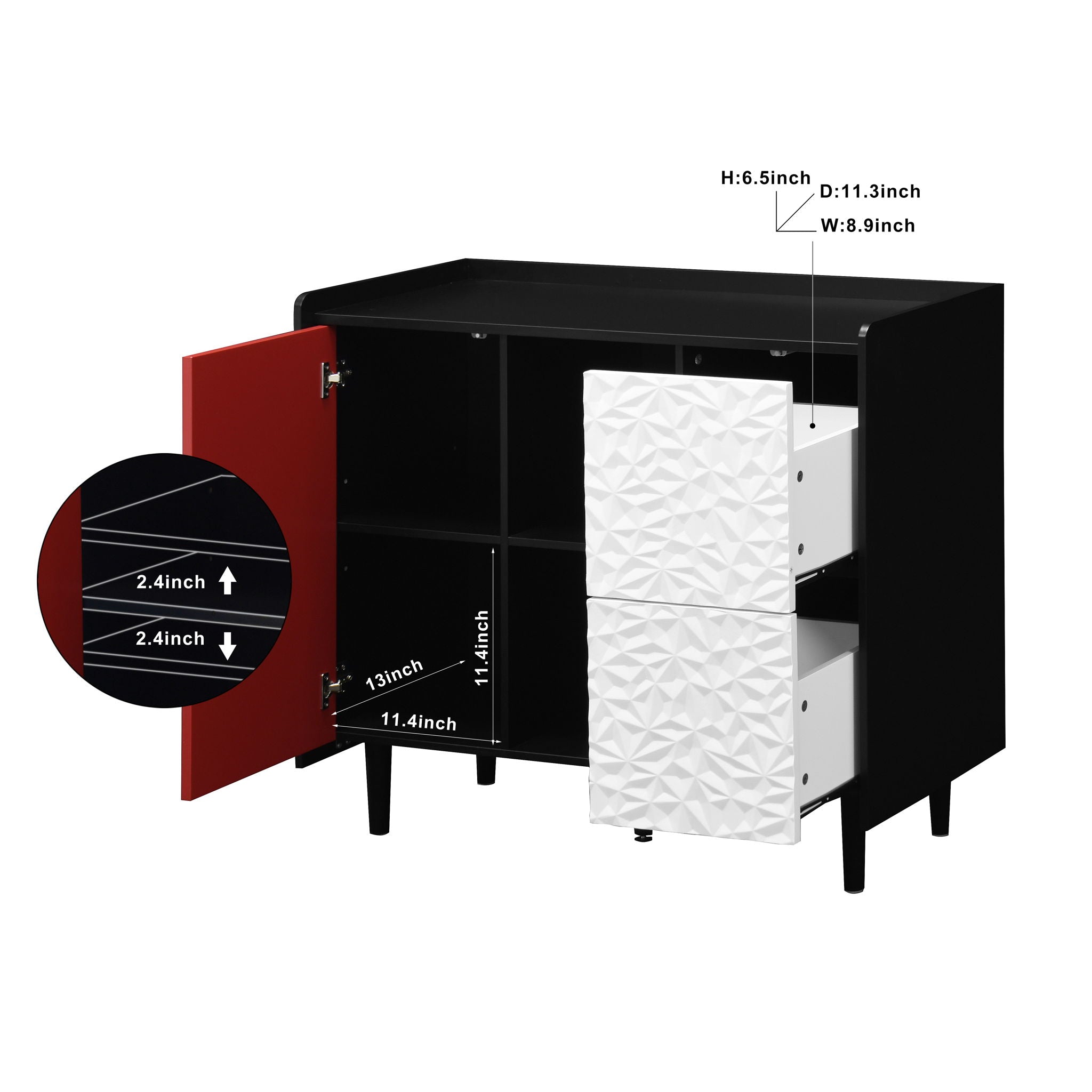 Modern Sideboard Buffet Cabinet With Doors And Unique Panel Styling by HouseOfZazla