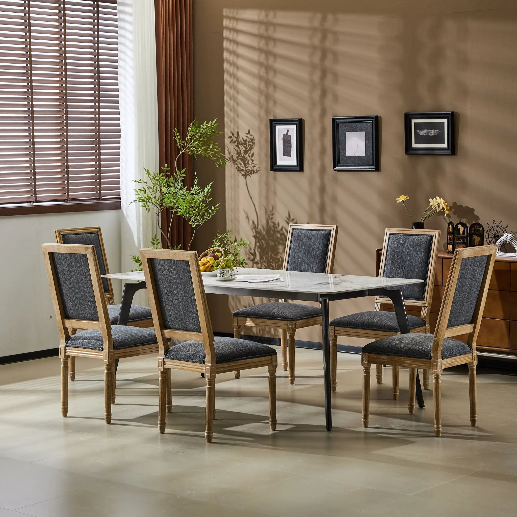 French Country Style Dining Chair With Upholstered Seating And Fluted Legs by HouseOfZazla