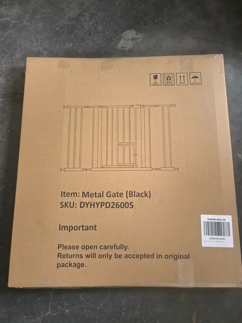 Baby Gate with Cat Door, 29.5-44.1" Metal Pet Door by HouseOfZazla
