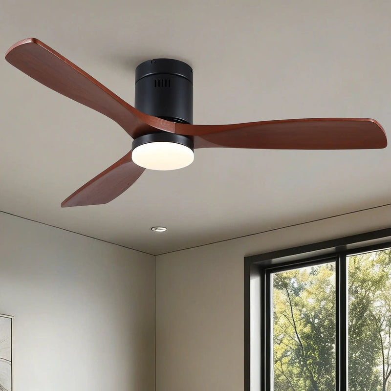 Low Profile Flush Mount Intergrated LED Ceiling Fan With Light And Silent Reversible Motor by HouseOfZazla