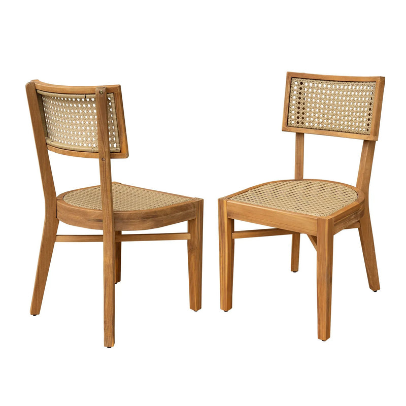 Netro Acacia Wood Dining Chair with Light Brown Wicker by HouseOfZazla