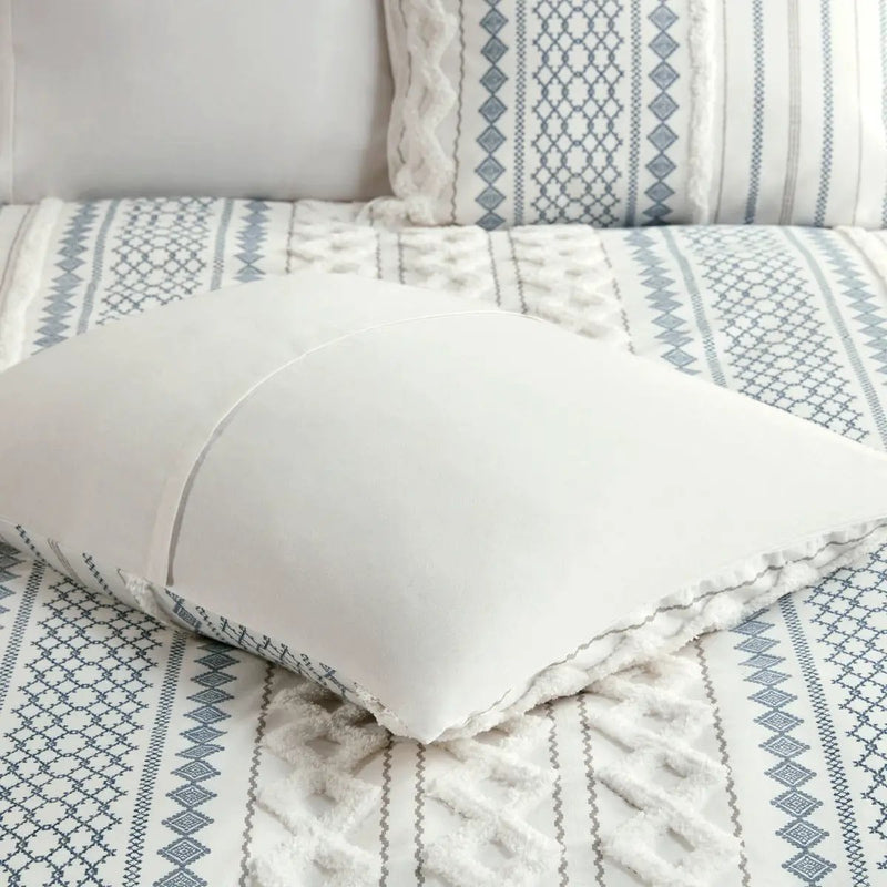 King/Cal King Cotton Printed Duvet Cover Set with Chenille by HouseOfZazla