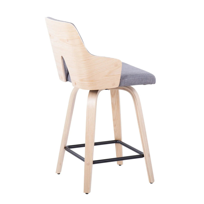 Stella - Contemporary Fixed Height Counter Stool With Swivel Square Footrest (Set of 2) by HouseOfZazla