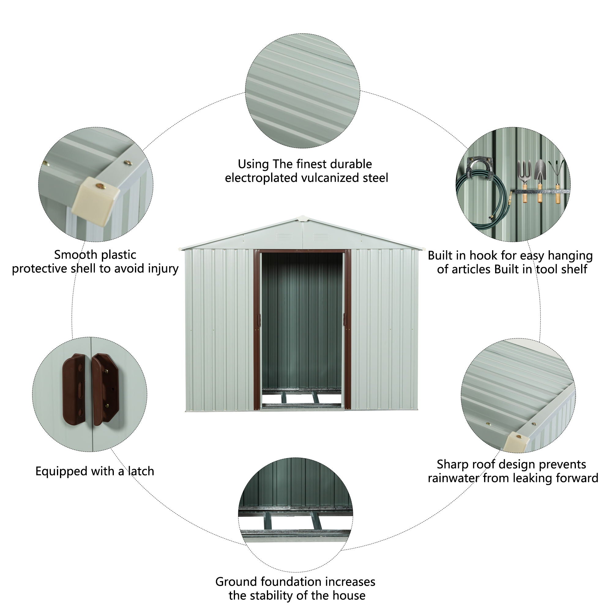 88.98" Outdoor Metal Storage Shed With Window by HouseOfZazla
