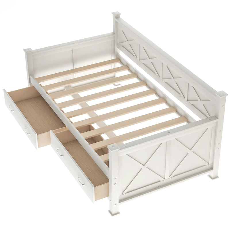 Modern Daybed With 2 Large Drawers, X Shaped Frame by Unique Piece Furniture