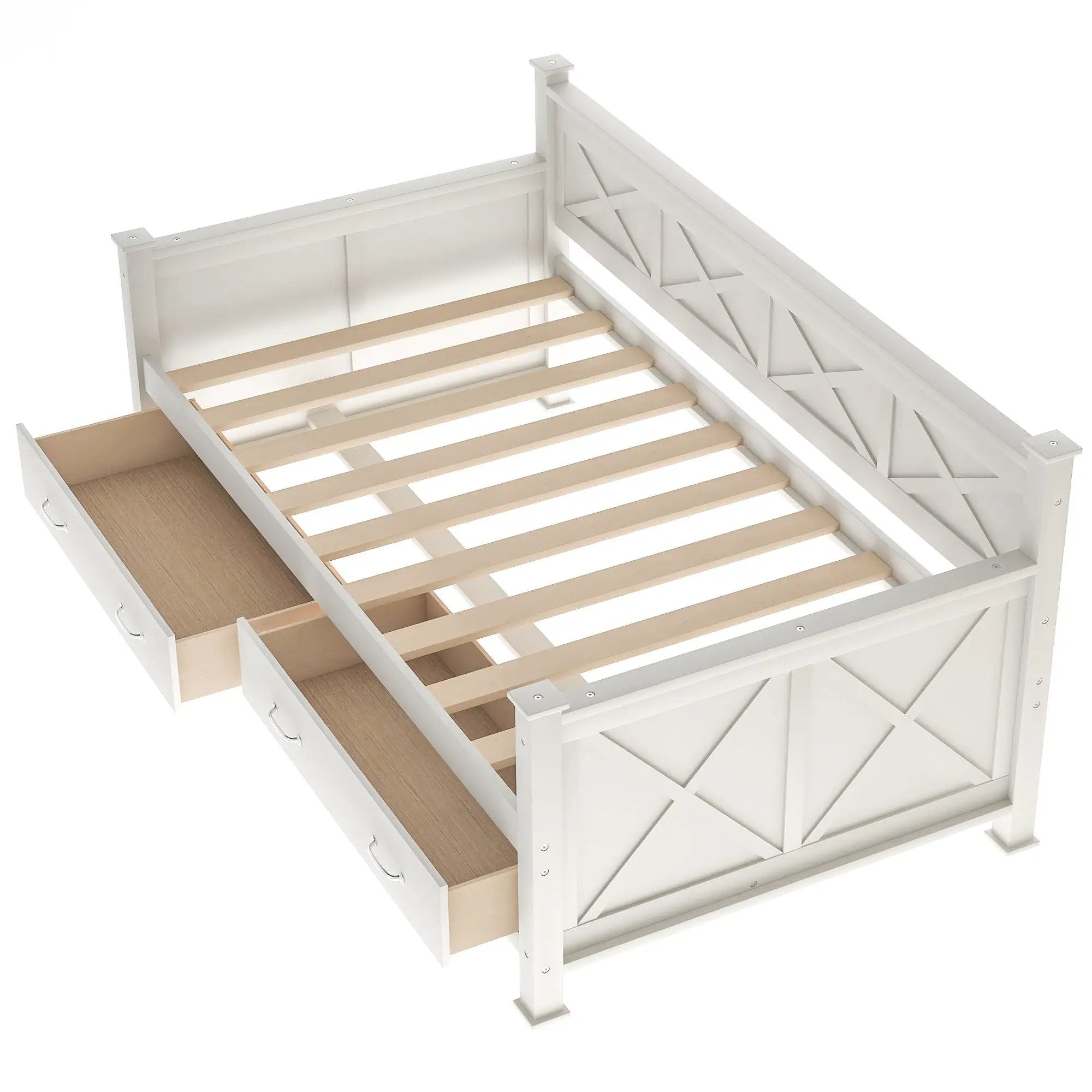 Modern Daybed With 2 Large Drawers, X Shaped Frame by Unique Piece Furniture