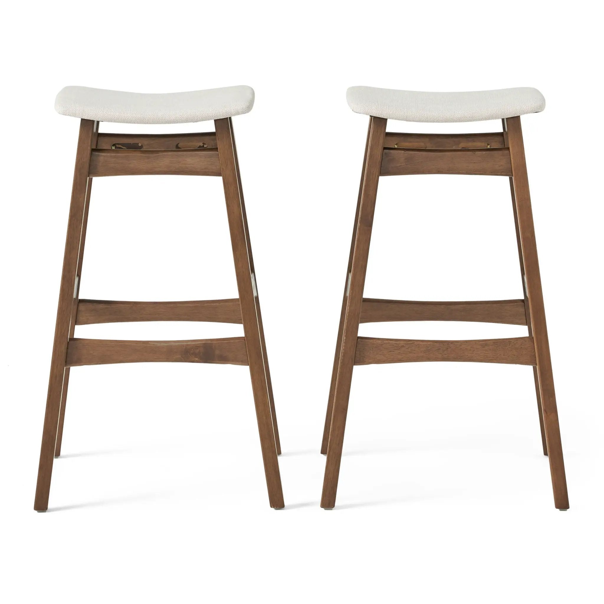Mid Century Modern Bar Stool Set With Upholstered Seating by HouseOfZazla
