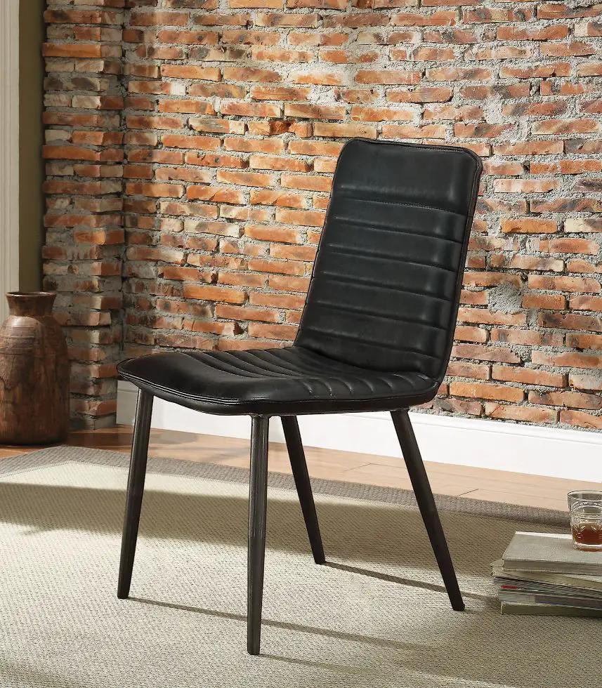 Hosmer - Side Chair (Set of 2) - Black Top Grain Leather & Antique Black by Unique Piece Furniture
