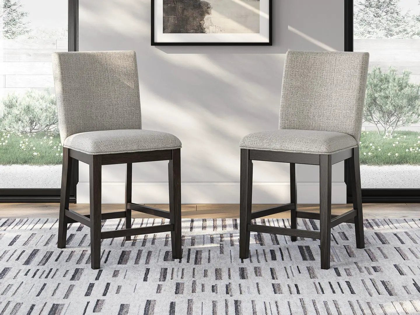 Neymorton - Upholstered Barstool (Set of 2) - Dark Grayish Brown by Unique Piece Furniture