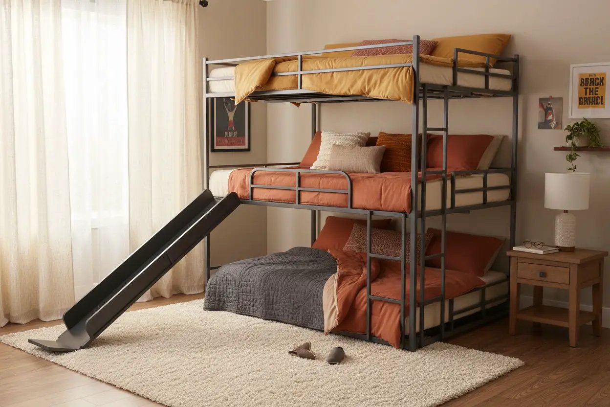 Full Size House Loft Bed With Slide And Ladder - Black by Unique Piece Furniture