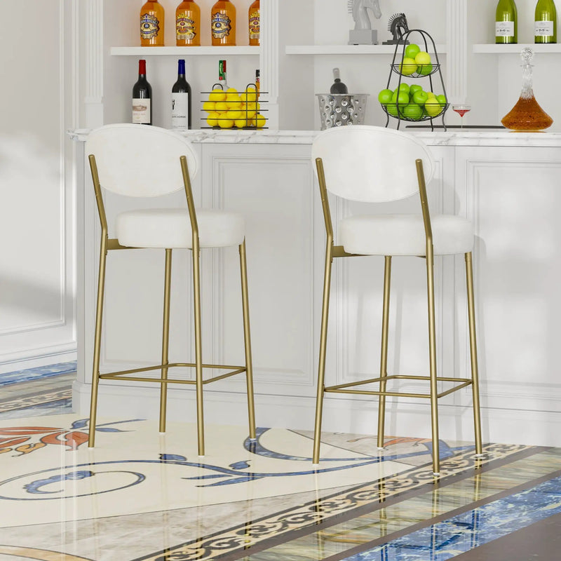 29'' Upholstered Velvet Bar Stools with Backrest & Footrest - Set of 2 by HouseOfZazla