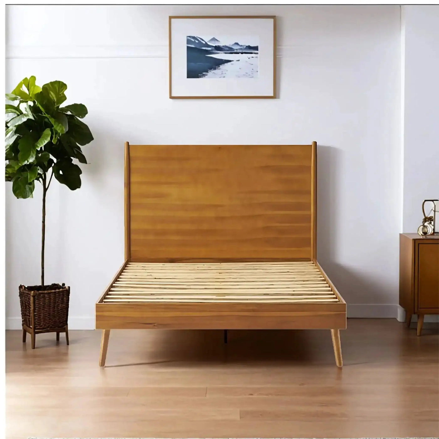 Okioki Mid-Century Wood Bed by HouseOfZazla