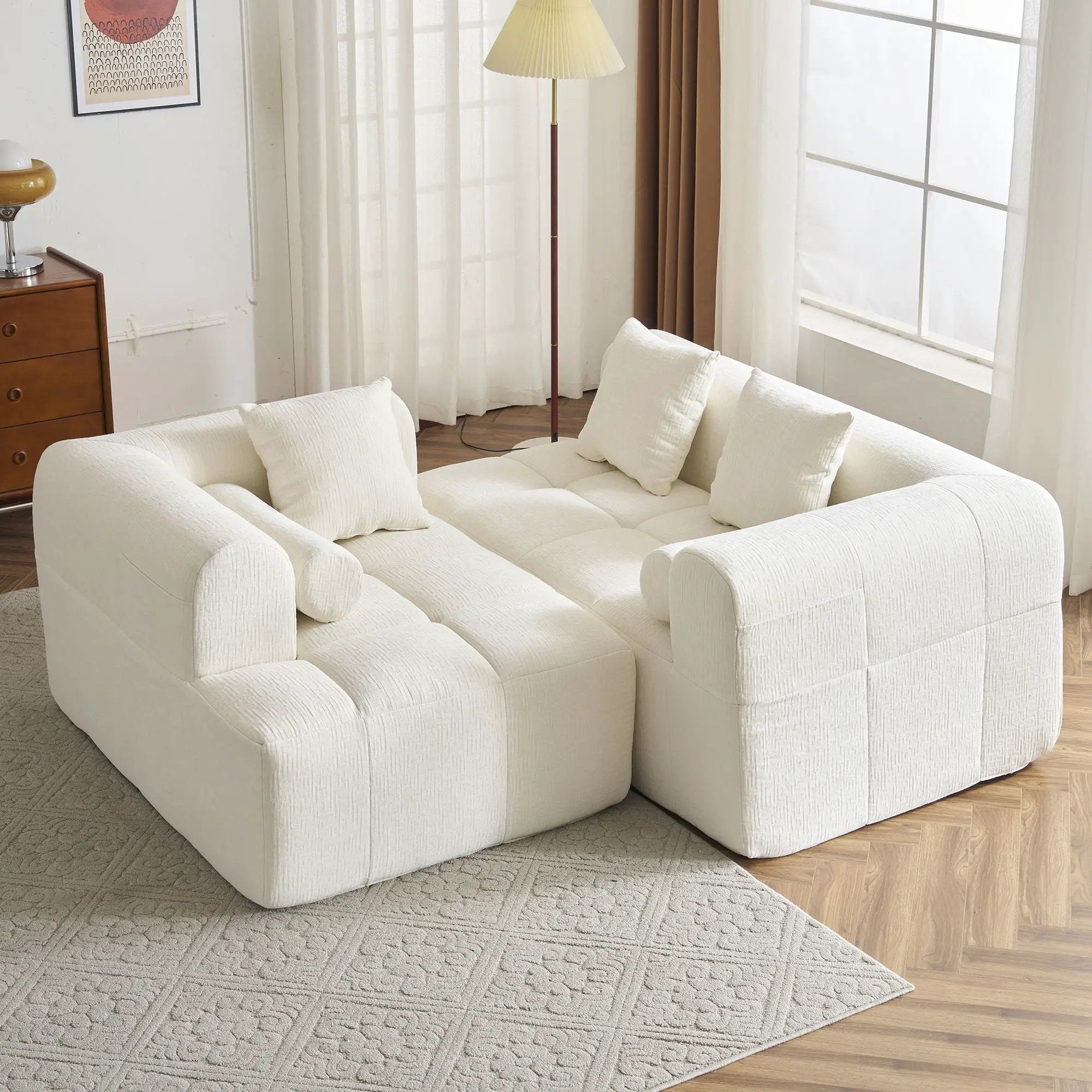 Sectional Free Combined Sofa With 2 Side Pockets by HouseOfZazla